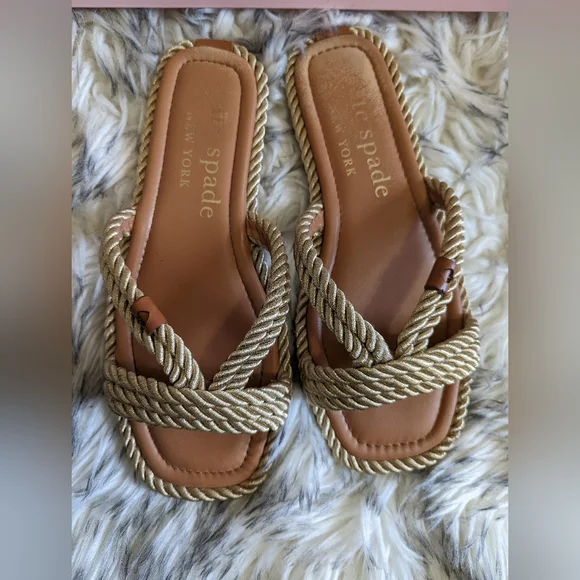 Kate Spade Captain's Cord Slide Sandals With Box Size 9 - Limited Time Sale - Picture 2 of 4